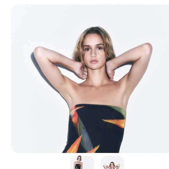 NWT ZARA Printed Bandeau Bodysuit - Picture 4 of 5